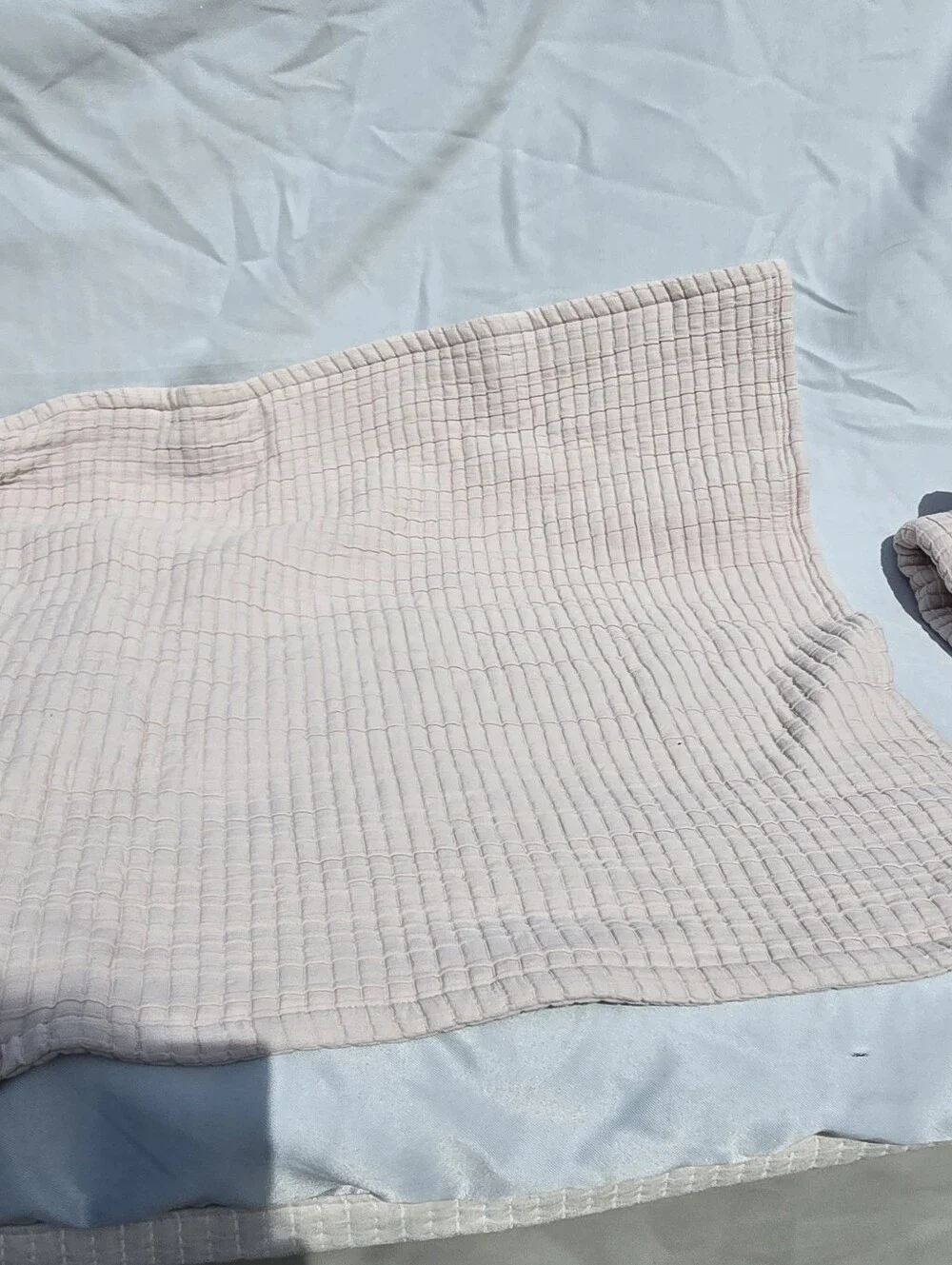 Quince King Ribbed Organic Cotton Coverlet Sham Set SAND DISCONTINUED COLOR